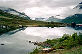 Parco Jotunheimen, Norvegia. Il lago Gjende nei pressi del Gjendesheim hut. 